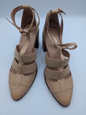 Seychelles Stay Ready Tan Leather Strappy Block Heels Size 10